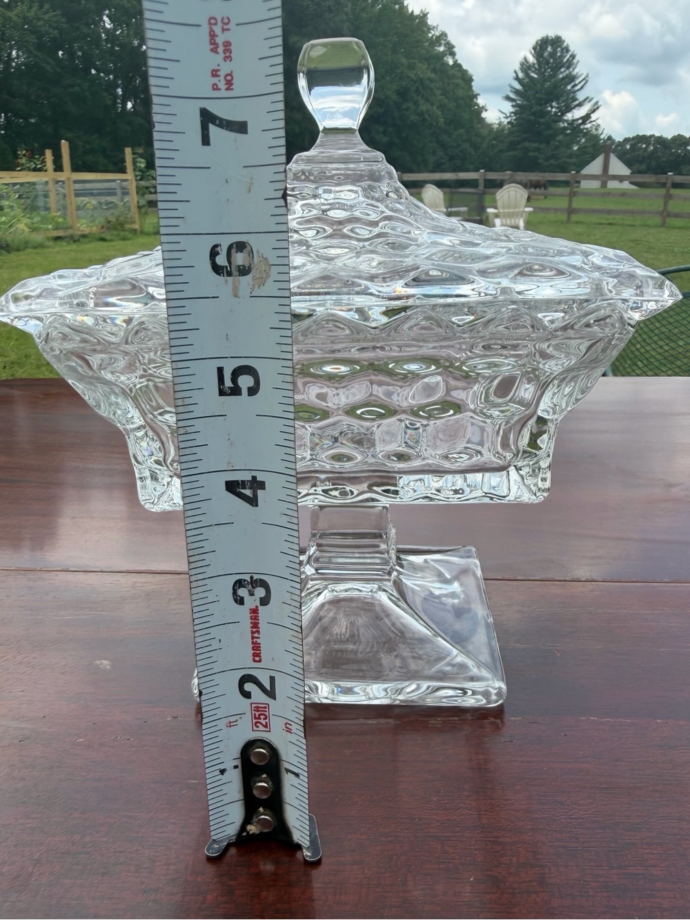 Vintage Fostoria Clear Pressed Glass Covered Compote Dish - Picture 4 of 5